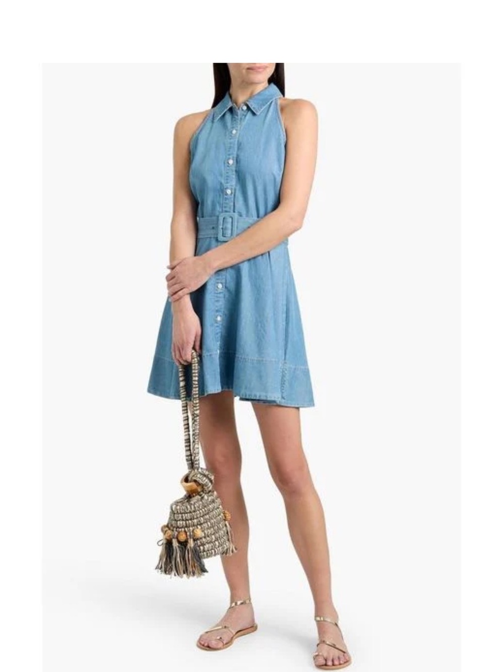Veronica Beard Beau belted cotton and Lyocell-blend mini shirt dress. 2